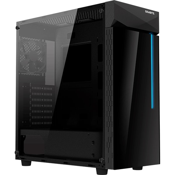 Carcasa PC GIGABYTE AORUS C200 GLASS, USB 3.0, fara sursa, iluminare RGB, negru