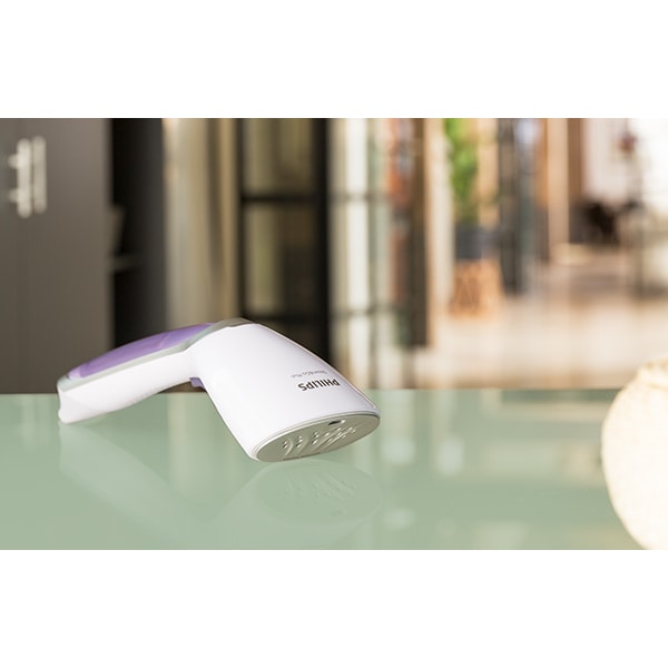 Aparat de calcat vertical PHILIPS Steam&Go Plus GC360/30, 1200W, 70ml, SmartFlow, alb-mov