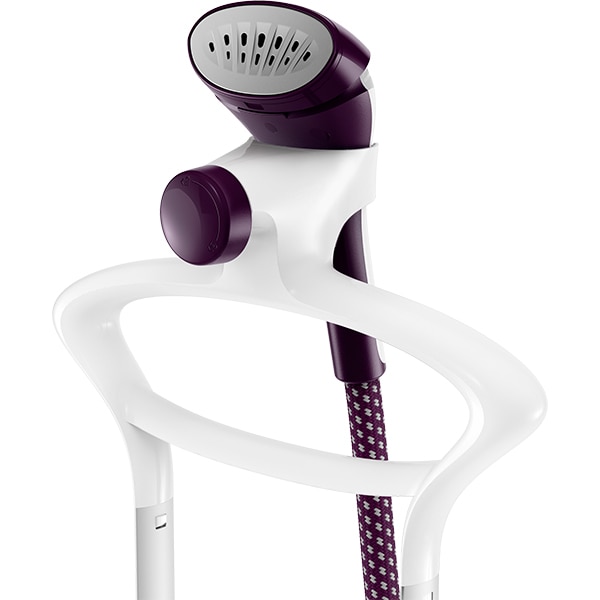 Aparat de calcat vertical PHILIPS ComfortTouch GC557/30, 2000W, 40g/min, 1.8l, alb-mov