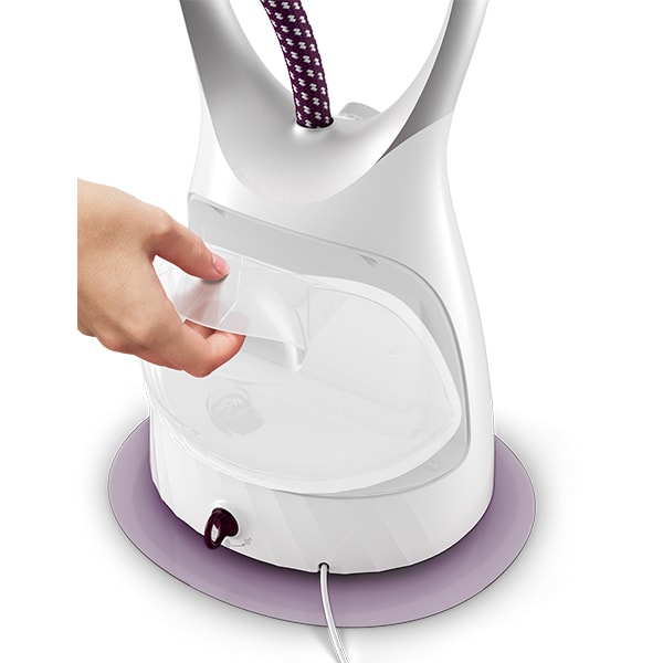 Aparat de calcat vertical PHILIPS ComfortTouch GC557/30, 2000W, 40g/min, 1.8l, alb-mov