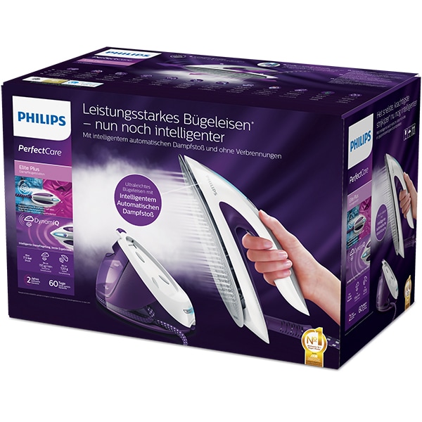 Statie de calcat PHILIPS PerfectCare Elite Plus GC9660/30, 2700W, 520g/min, 1.8l, talpa T-IonicGlide, alb-mov