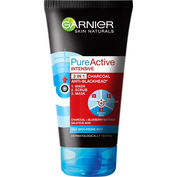 Gel de curatare 3 in 1 GARNIER Pure Active Charcoal, 150ml