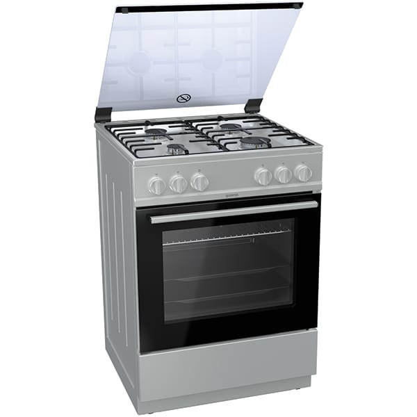 Aragaz GORENJE GI6121XH, 4 arzatoare, gaz, L 60 cm, Grill, inox