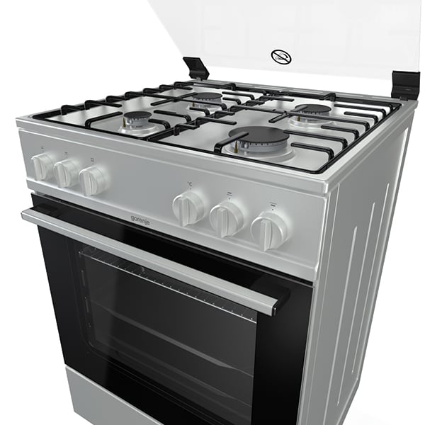 Aragaz GORENJE GI6121XH, 4 arzatoare, gaz, L 60 cm, Grill, inox