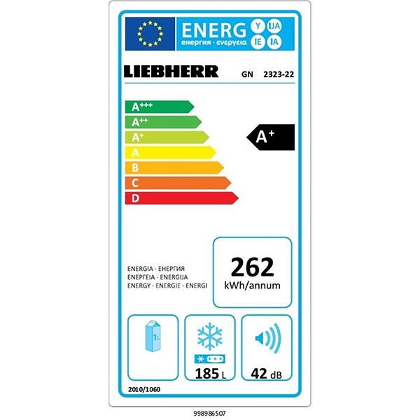 Congelator LIEBHERR Comfort GN 2323, NoFrost, 185 l, H 144 cm, Clasa A+, alb