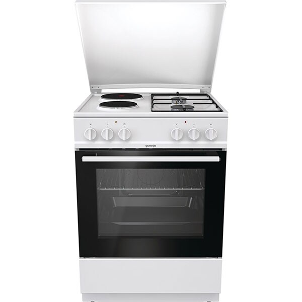 Aragaz GORENJE K6121WG, 4 arzatoare, Gaz + Electric, L 60 cm, Grill, alb