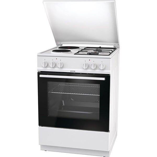 Aragaz GORENJE K6121WG, 4 arzatoare, Gaz + Electric, L 60 cm, Grill, alb