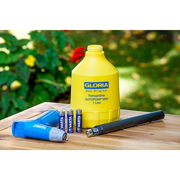 Pulverizator GLORIA AutoPump Mini, 1L, duza reglabila, garnituri NBR, galben