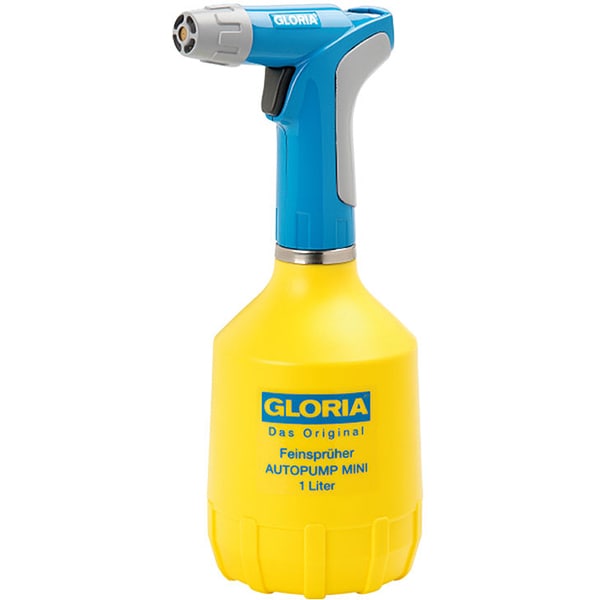 Pulverizator GLORIA AutoPump Mini, 1L, duza reglabila, garnituri NBR, galben