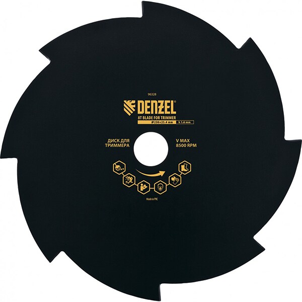 Disc motocoasa DENZEL 96328, 230 x2 5.4mm, grosime 1.6mm, 8 lame
