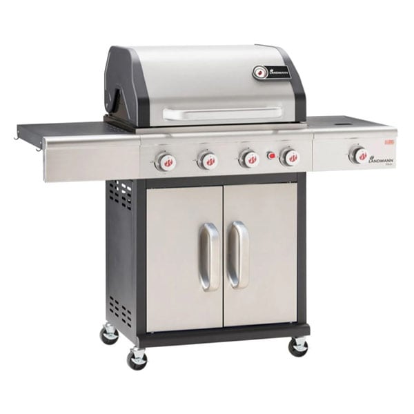 Gratar pe gaz LANDMANN Triton 4.1 maxX, 65 x 44 cm, 4 + 1 arzatoare, 4 role, negru