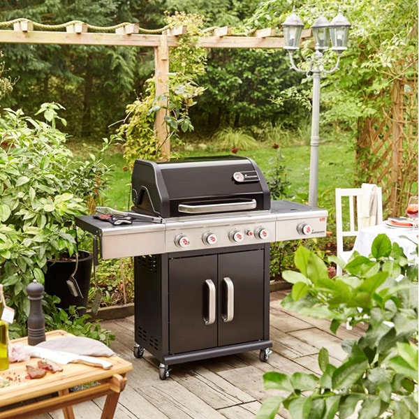 Gratar pe gaz LANDMANN Triton 4.1 maxX, 65 x 44 cm, 4 + 1 arzatoare, 4 role, negru