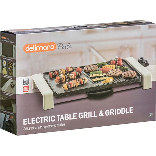 Gratar electric DELIMANO Perla 106127550, 2300W, crem-negru 