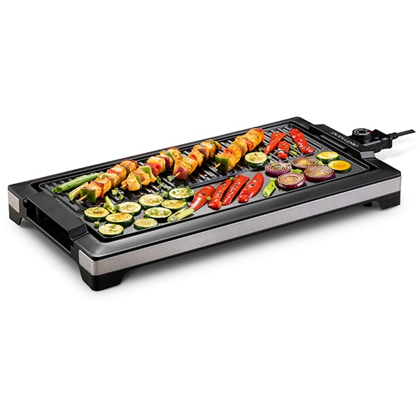 Gratar electric DELIMANO Deluxe Noir 110070129, 2200W, negru-argintiu