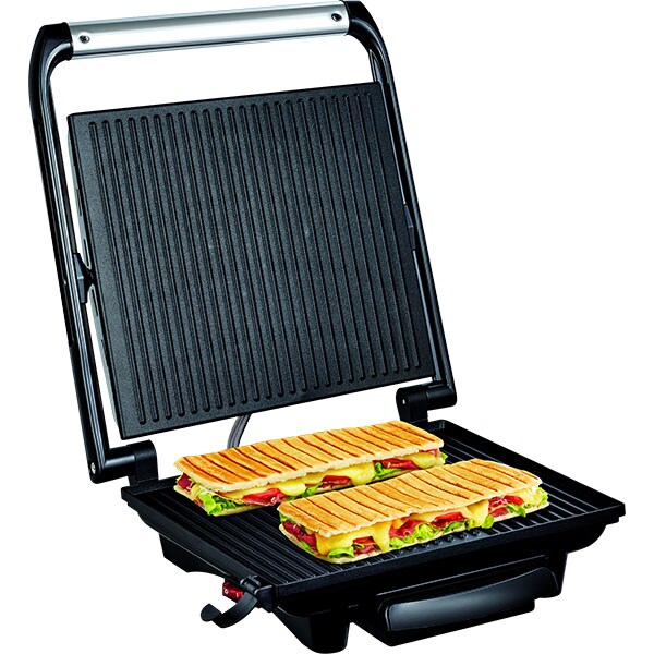 Gratar electric multifunctional TEFAL Inicio Grill GC241D38, 2000W, functie panini, argintiu-negru