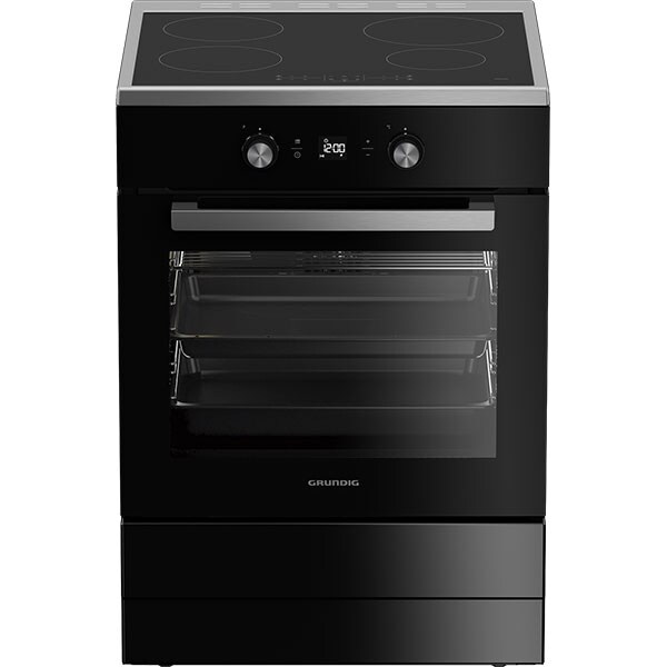 Aragaz GRUNDIG GFBM23510BM, 4 arzatoare, Electric, L 60 cm, Grill, negru