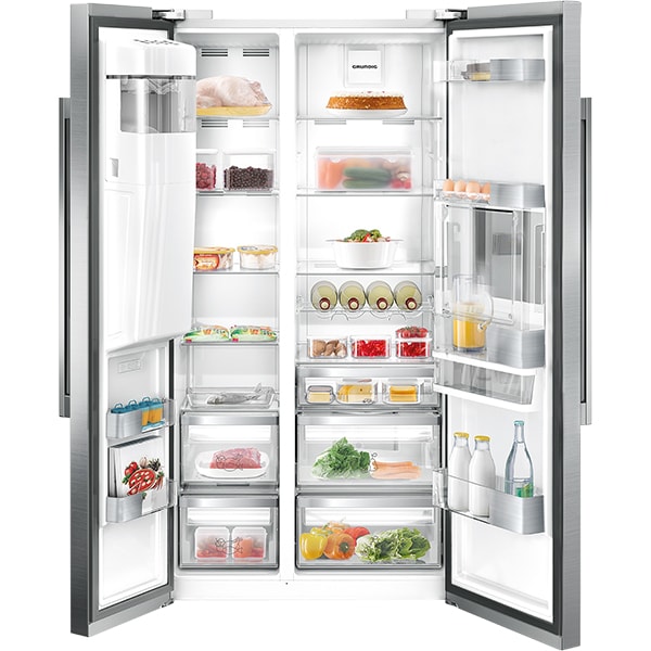 Side by Side GRUNDIG GSBS 15721 FX, NoFrost, 544 l, H 179 cm, Clasa A++, Dozator apa, inox