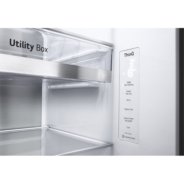 Side By Side LG GSJV91BSAE, Total No Frost, 635 l, H 179, cm, Clasa E, dozator apa UVnano, DoorCooling+, ThinQ, argintiu