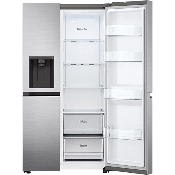 Side By Side LG GSLV70PZTE, No Frost, 635 l, H 179 cm, Clasa E, Dozator apa, argintiu