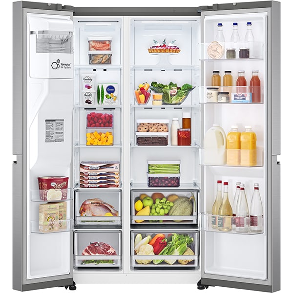 Side By Side LG GSLV70PZTE, No Frost, 635 l, H 179 cm, Clasa E, Dozator apa, argintiu