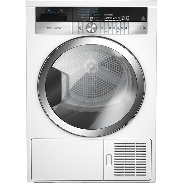 Uscator de rufe GRUNDIG GTN482617GCH, HomeWhiz, Wi-Fi, Pompa de caldura, 8kg, 16 programe, Clasa A+++, alb