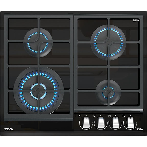 Plita incorporabila TEKA GZC 64320 XBN, Gaz, 4 arzatoare, Wok, negru