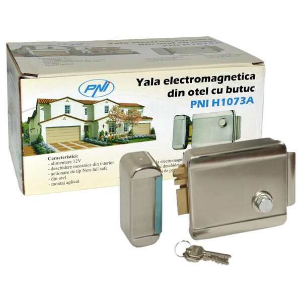 Yala electromagnetica PNI H1073A, cu butuc, deschidere stanga, Fail Secure NO, auriu