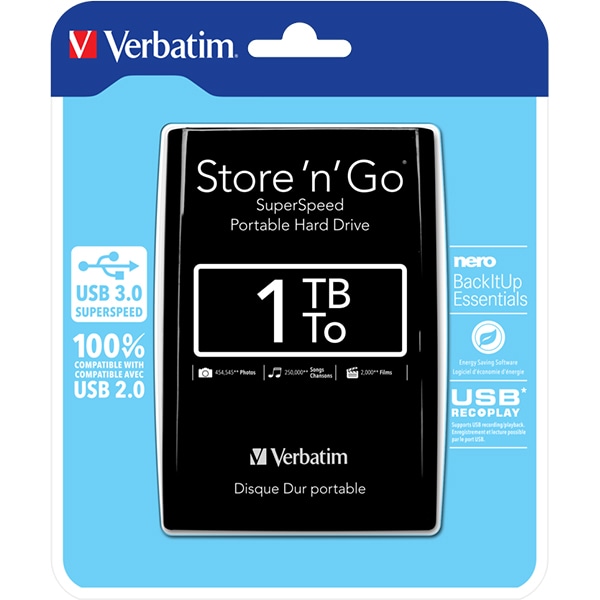 Hard Disk extern VERBATIM Store 'n' Go, 1TB, USB 3.0, negru