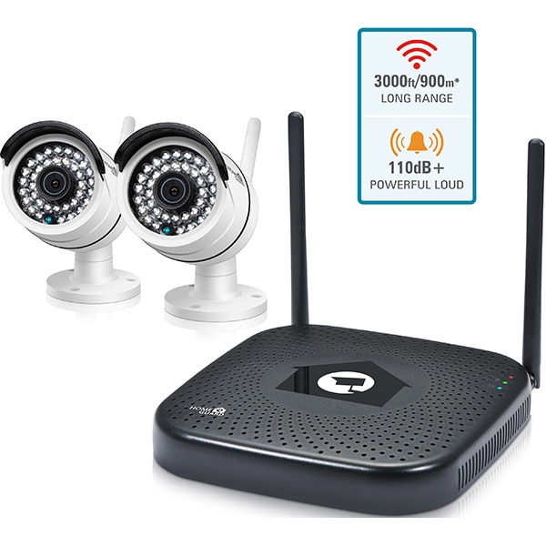 Kit supraveghere video Wireless HOMEGUARD HGNVK48902, 2 camere HD 960p, Hybrid DVR, 4 canale, Kit sistem alarma