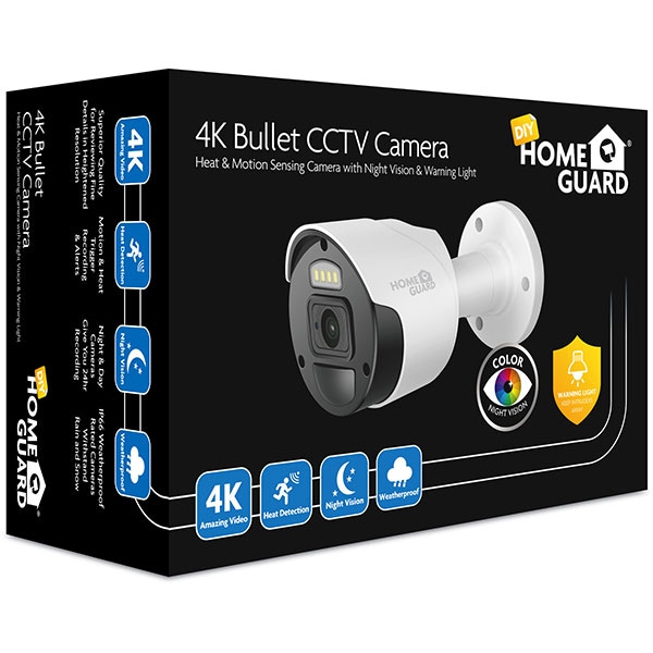 Camera supraveghere HOMEGUARD HGPLM938, Ultra HD 2160 p, exterior/interior, IR, Night Vision, alb