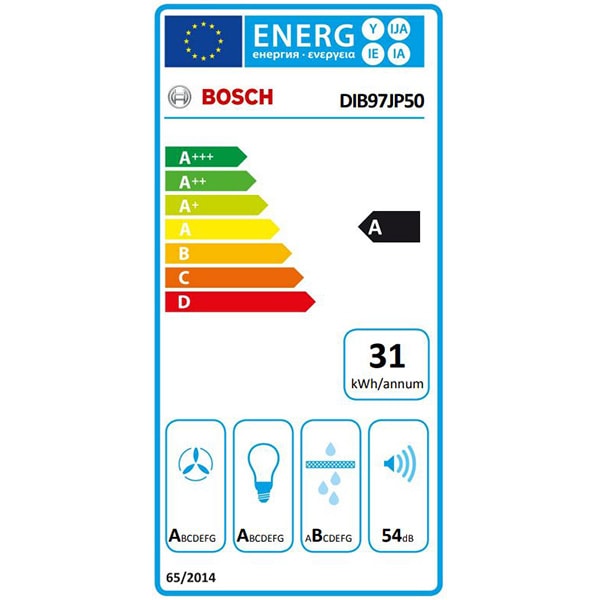 Hota insula BOSCH DIB97JP50, 1 motor, 719 m3/h, L 90 cm, inox