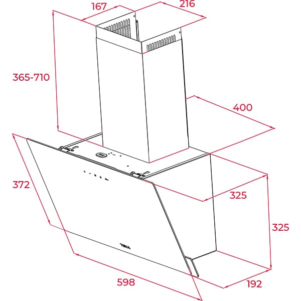Hota decorativa TEKA DVN 64030 BK, 1 motor, 460 m3/h, L 60 cm, negru