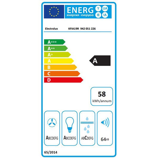 Hota insula ELECTROLUX KFIA19R, 1 motor, 700 m3/h, L 90 cm, negru
