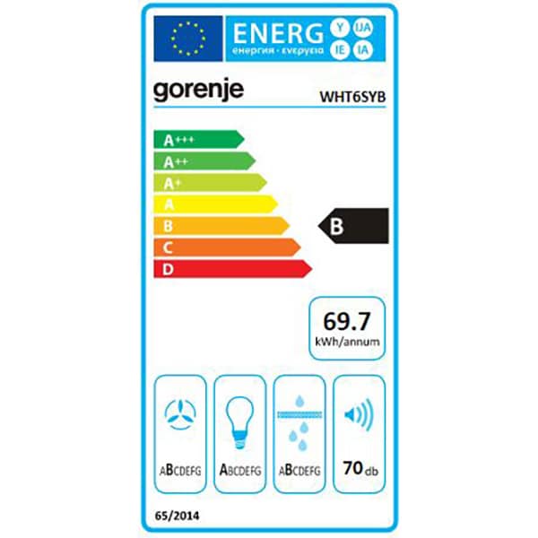 Hota decorativa GORENJE WHT6SYB, 1 motor, 650 m3/h, L 60 cm, negru