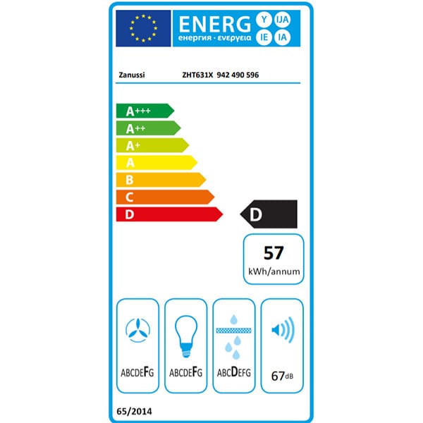 Hota traditionala ZANUSSI ZHT631X, 1 motor, 220 m3/h, L 60 cm, negru-inox