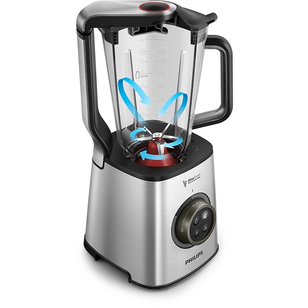 Blender cu mixare in vid PHILIPS HR3752/00, 1.8l, 1400W, viteza variabila, argintiu-negru 