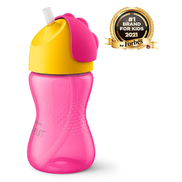 Cana cu pai PHILIPS AVENT SCF798/02, 12 luni +, 300 ml, roz - galben