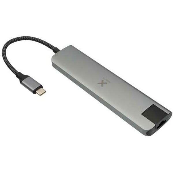 Hub USB XSTORM Worx 196482, USB 3.0, USB-C, HDMI, Ethernet, SD, microSD, argintiu