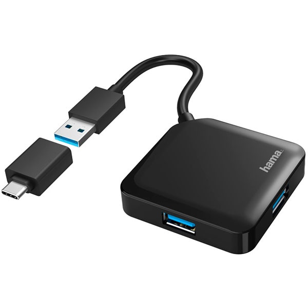 Hub USB HAMA 200116, USB 3.2, adaptor USB-C, negru