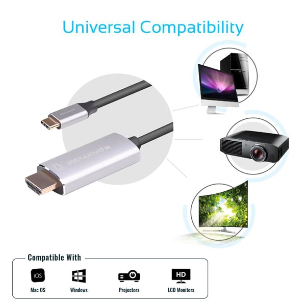 Cablu HDMI - USB Type-C PROMATE HDLink-60H, 1.5m, negru-argintiu