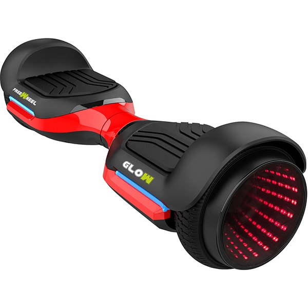Hoverboard FREEWHEEL Glow, 6.5 inch, viteza 12km/h, motor 2 x 250W, negru-rosu