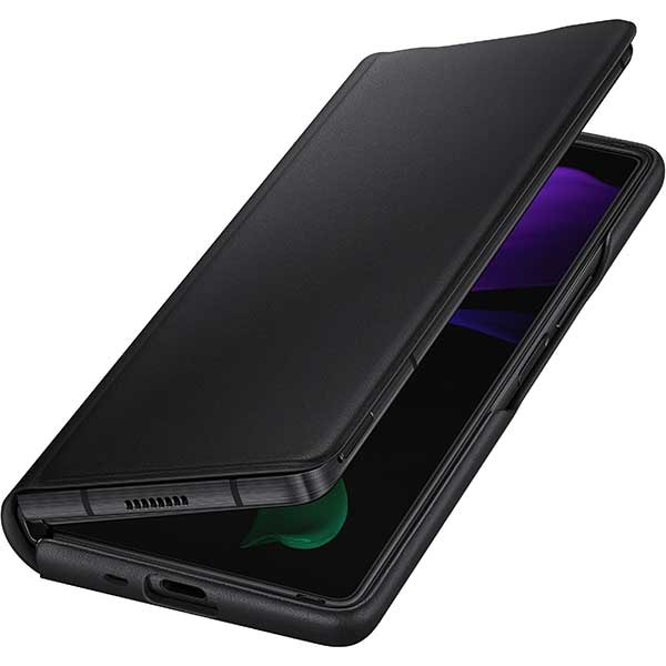 Husa Leather Flip Cover pentru SAMSUNG Galaxy Z Fold2, piele naturala, EF-FF916LBEGEU, negru