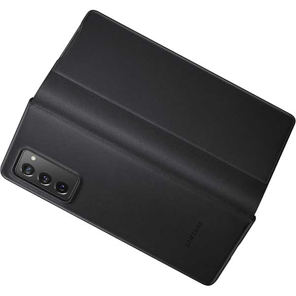 Husa Leather Flip Cover pentru SAMSUNG Galaxy Z Fold2, piele naturala, EF-FF916LBEGEU, negru