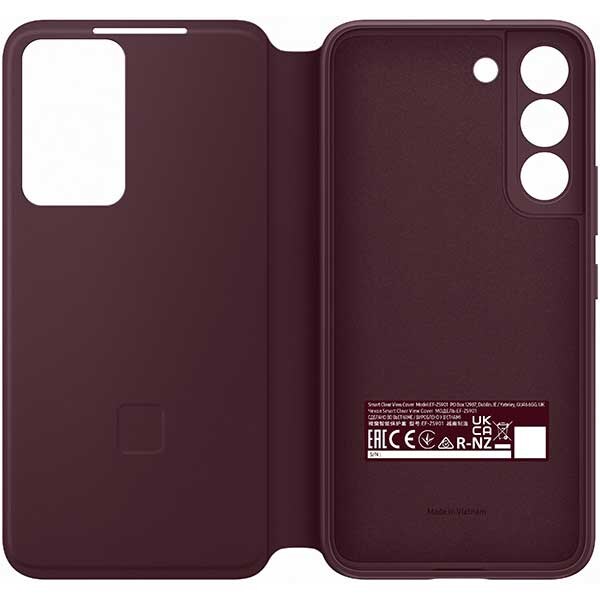 Husa Smart Clear View Cover pentru SAMSUNG Galaxy S22, EF-ZS901CEEGEE, Burgundy