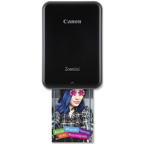 Kit Imprimanta foto portabila CANON Zoemini, Bluetooth, negru + 1 pachet hartie 20 coli + 1 pachet hartie rotunda 10 coli + husa