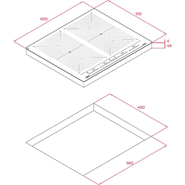 Plita incorporabila TEKA IZF 64600 BK MSP, Inductie, 4 arzatoare, Touch control, negru