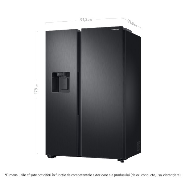 Side by Side SAMSUNG RS68N8220B1/EF, No Frost, 617 l, H 178 cm, Clasa F, Dozator apa, Twin Cooling Plus, negru