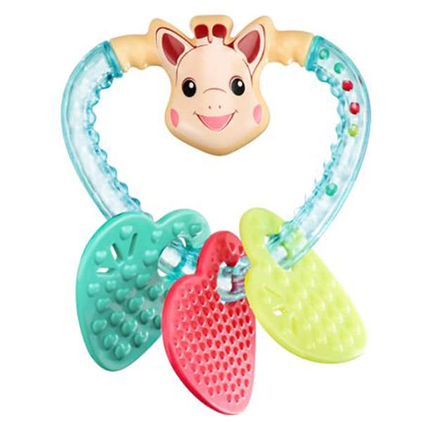 Inel gingival VULLI Girafa Sophie cu inimioare, 3 luni+, multicolor