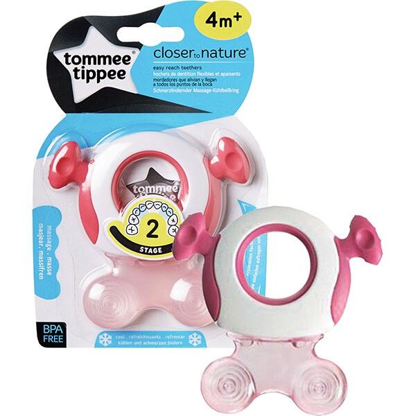 Inel gingival TOMMEE TIPPEE, etapa 2, 4 luni+, alb-roz 