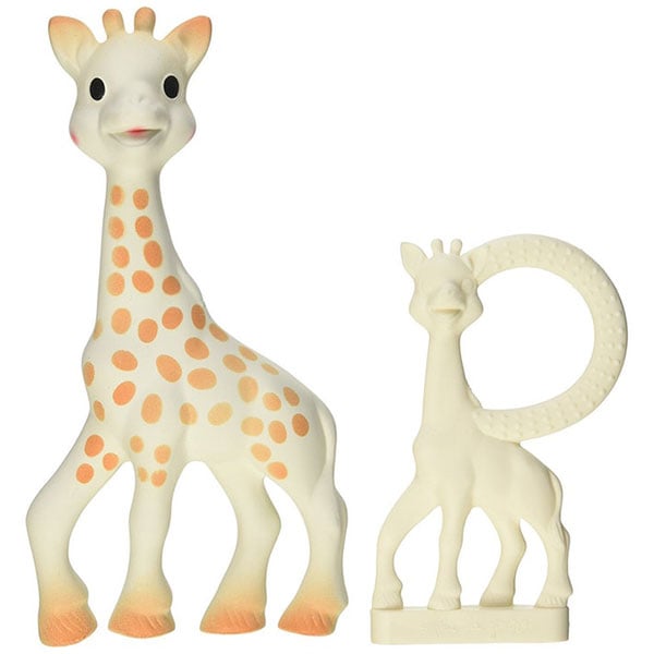 Set dentitie VULLI Girafa Sophie, 0 luni+, alb-maro